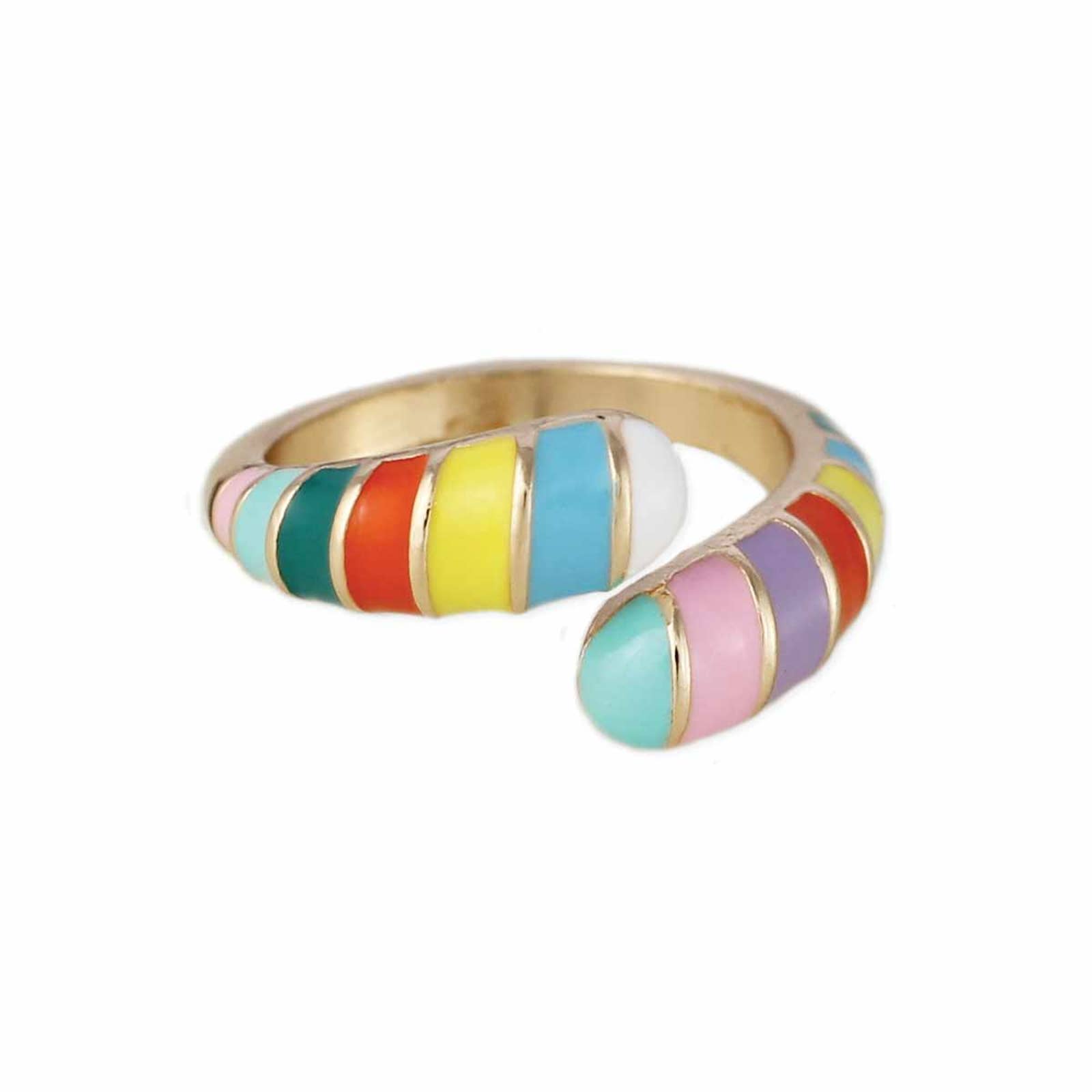 Rainbow Wrap Enamel Stripe Ring 15$